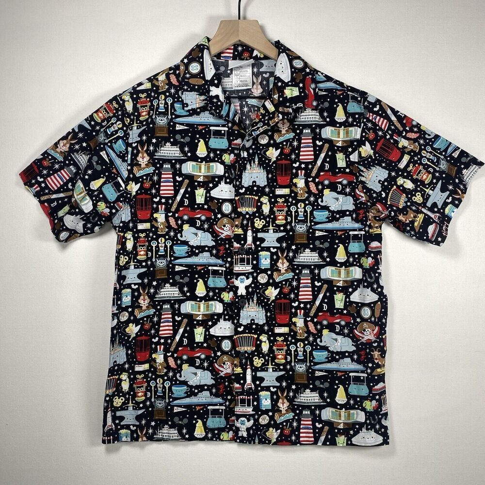 Disney Men Button‎ Up Shirt MEDIUM Wonderground Jerrod Maruyama Kingdom of Cute